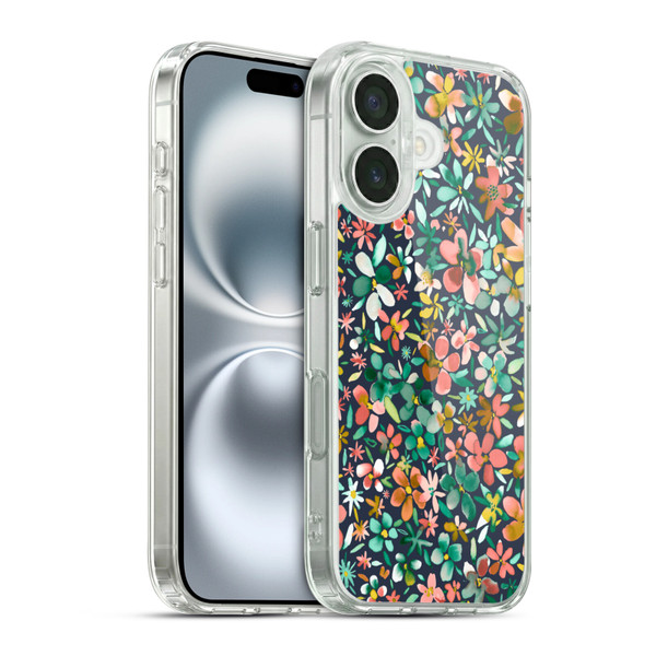 Ninola Floral Colourful Petals Green Soft Gel Case for Apple iPhone 16 & MagSafe
