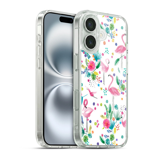 Ninola Summer Patterns Tropical Flamingo Soft Gel Case for Apple iPhone 16 & MagSafe