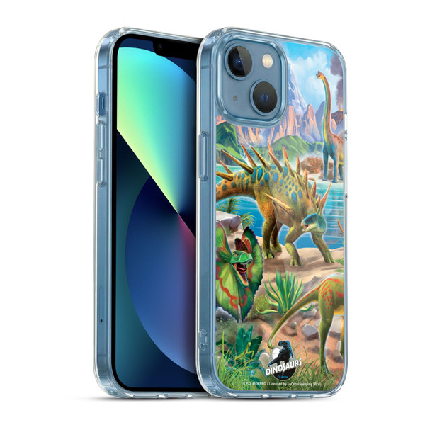 P.D. Moreno Dinosaur Scene Predator And Prey Soft Gel Case for Apple iPhone 13 Mini & MagSafe
