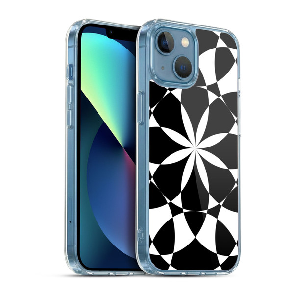 PLdesign Geometric Black And White Soft Gel Case for Apple iPhone 13 Mini & MagSafe
