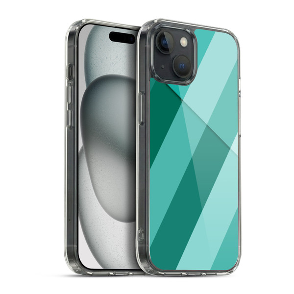 PLdesign Geometric Cyan Modern Soft Gel Case for Apple iPhone 15 Plus & MagSafe