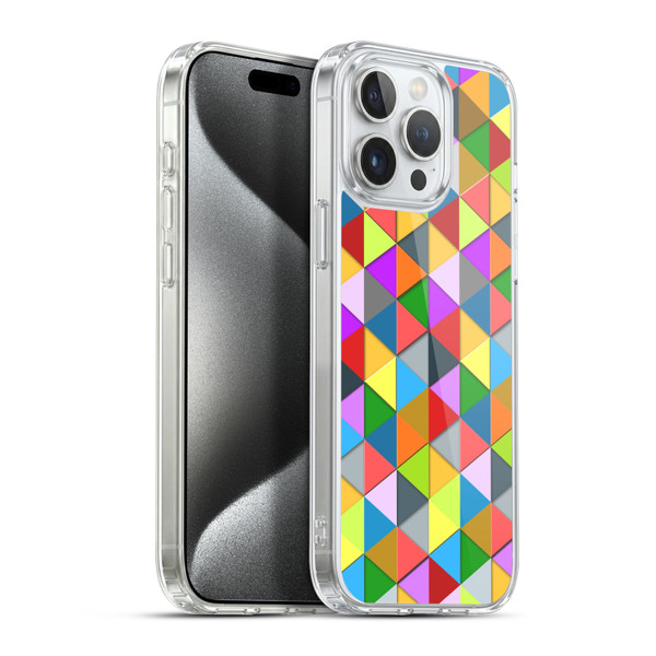 PLdesign Geometric Colourful Triangle Soft Gel Case for Apple iPhone 15 Pro Max & MagSafe