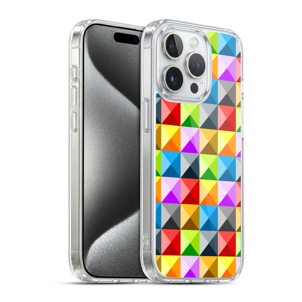 PLdesign Geometric Colourful Quarter Soft Gel Case for Apple iPhone 15 Pro & MagSafe
