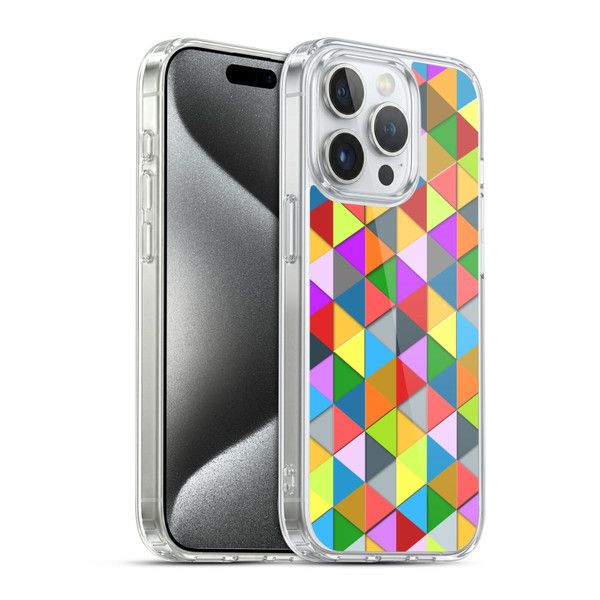 PLdesign Geometric Colourful Triangle Soft Gel Case for Apple iPhone 15 Pro & MagSafe