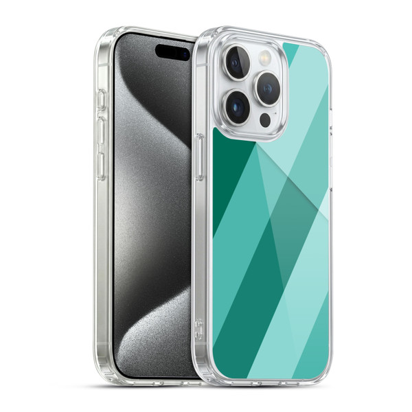 PLdesign Geometric Cyan Modern Soft Gel Case for Apple iPhone 15 Pro & MagSafe