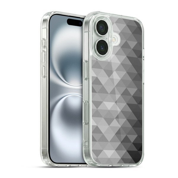 PLdesign Geometric Grayscale Triangle Soft Gel Case for Apple iPhone 16 & MagSafe