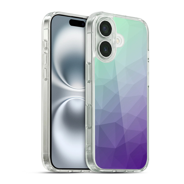 PLdesign Geometric Purple Green Ombre Soft Gel Case for Apple iPhone 16 & MagSafe