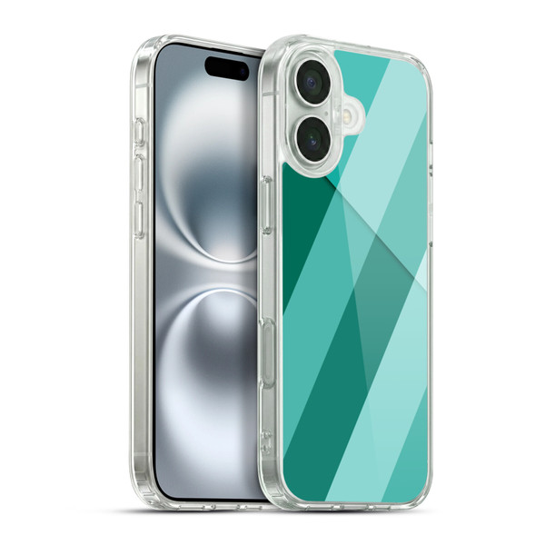 PLdesign Geometric Cyan Modern Soft Gel Case for Apple iPhone 16 Plus & MagSafe