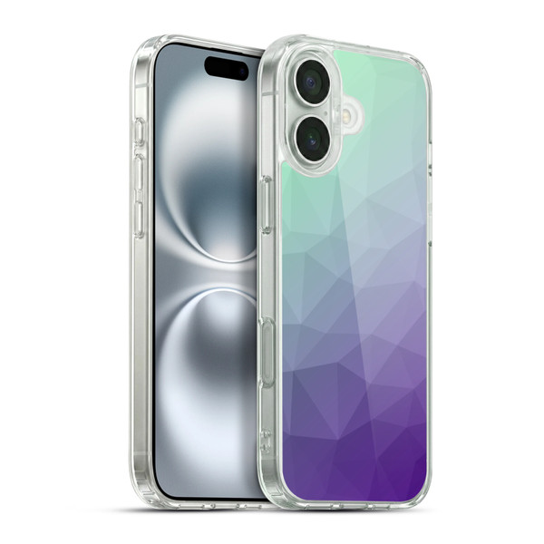 PLdesign Geometric Purple Green Ombre Soft Gel Case for Apple iPhone 16 Plus & MagSafe