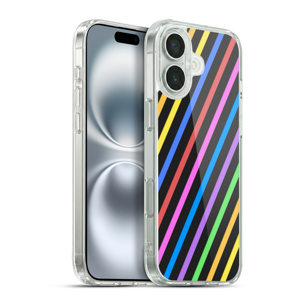 PLdesign Geometric Stripes Soft Gel Case for Apple iPhone 16 Plus & MagSafe