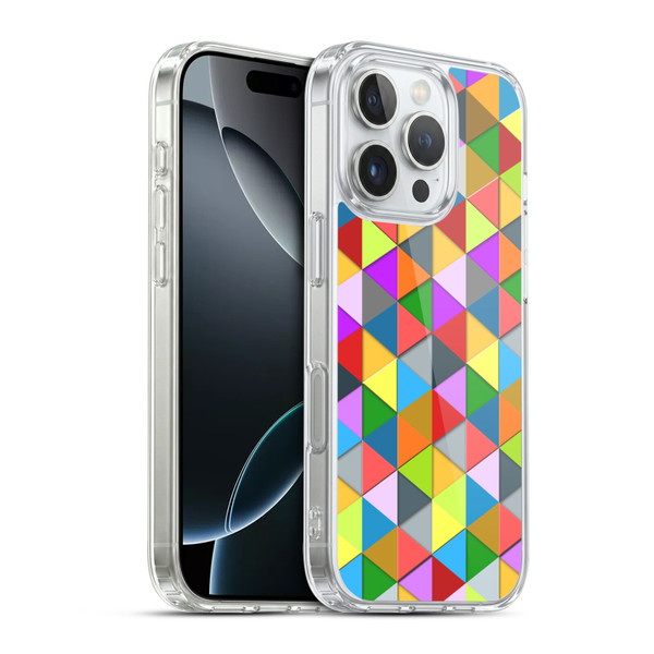 PLdesign Geometric Colourful Triangle Soft Gel Case for Apple iPhone 16 Pro & MagSafe