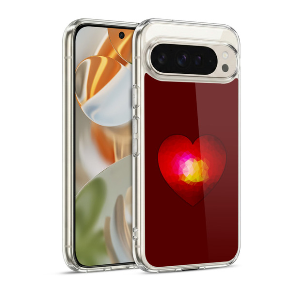 PLdesign Geometric Burning Heart Soft Gel Case for Google Pixel 9 / Pixel 9 Pro