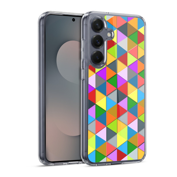 PLdesign Geometric Colourful Triangle Soft Gel Case for Samsung Galaxy S25 & MagSafe