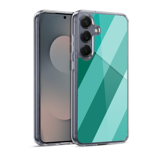 PLdesign Geometric Cyan Modern Soft Gel Case for Samsung Galaxy S25 & MagSafe