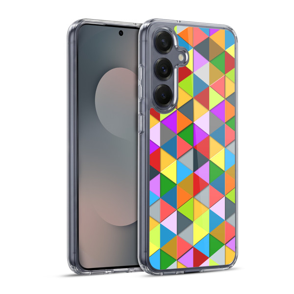 PLdesign Geometric Colourful Triangle Soft Gel Case for Samsung Galaxy S25+ & MagSafe