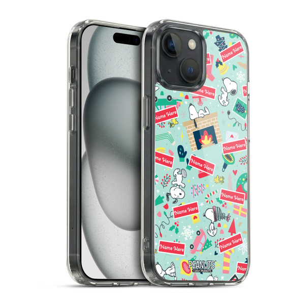 Custom Customised Personalised Peanuts Christmas Festive Pattern Soft Gel Case for Apple iPhone 15 & MagSafe