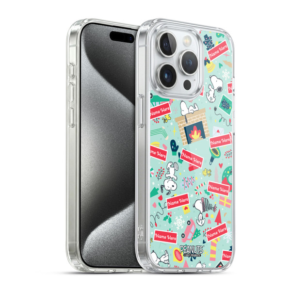 Custom Customised Personalised Peanuts Christmas Festive Pattern Soft Gel Case for Apple iPhone 15 Pro & MagSafe