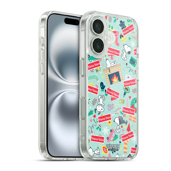 Custom Customised Personalised Peanuts Christmas Festive Pattern Soft Gel Case for Apple iPhone 16 & MagSafe