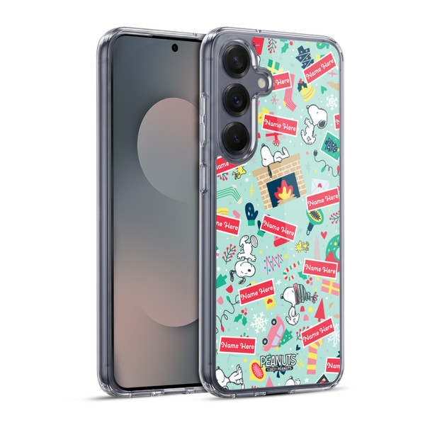 Custom Customised Personalised Peanuts Christmas Festive Pattern Soft Gel Case for Samsung Galaxy S25+ & MagSafe