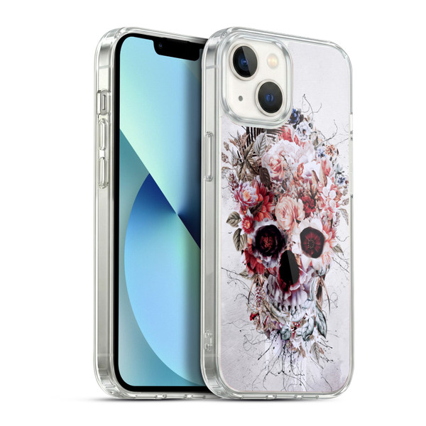 Riza Peker Skulls 5 Floral 2 Soft Gel Case for Apple iPhone 13