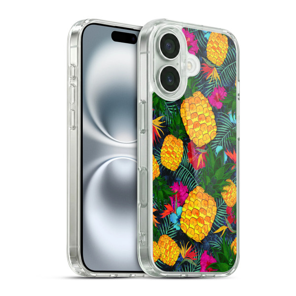 Suzan Lind Colours & Patterns Tropical Pineapple Soft Gel Case for Apple iPhone 16 & MagSafe