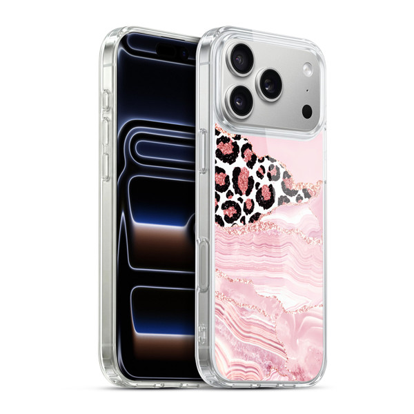 UtArt Wild Cat Marble Pink Glitter Soft Gel Case for Apple iPhone 17 Pro Max
