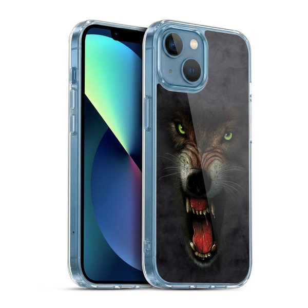 Vincent Hie Big Face Animals Wolf Soft Gel Case for Apple iPhone 13 Mini & MagSafe