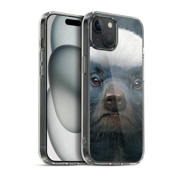Vincent Hie Big Face Animals Honey Badger Soft Gel Case for Apple iPhone 15 Plus & MagSafe