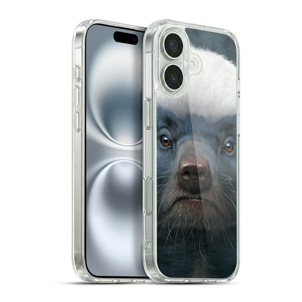 Vincent Hie Big Face Animals Honey Badger Soft Gel Case for Apple iPhone 16 Plus & MagSafe