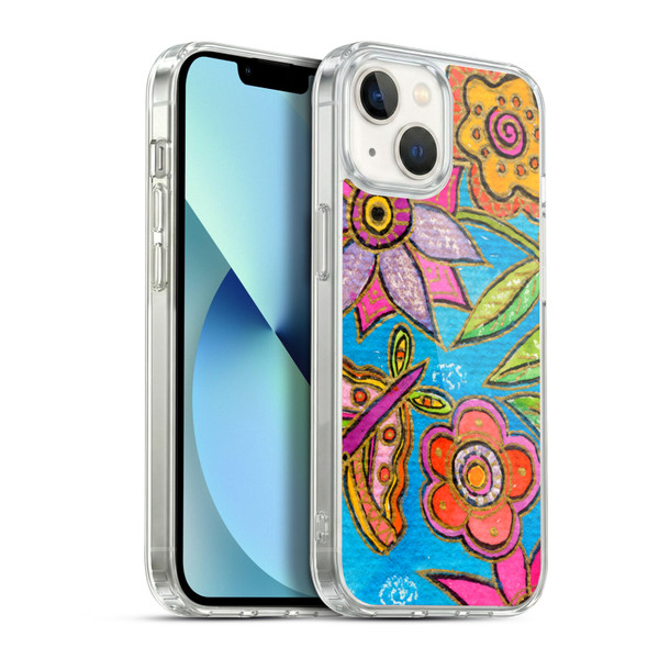 Wyanne Nature Funky Flowers And Butterfly Soft Gel Case for Apple iPhone 13