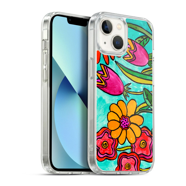 Wyanne Nature Funky Flowers Soft Gel Case for Apple iPhone 13
