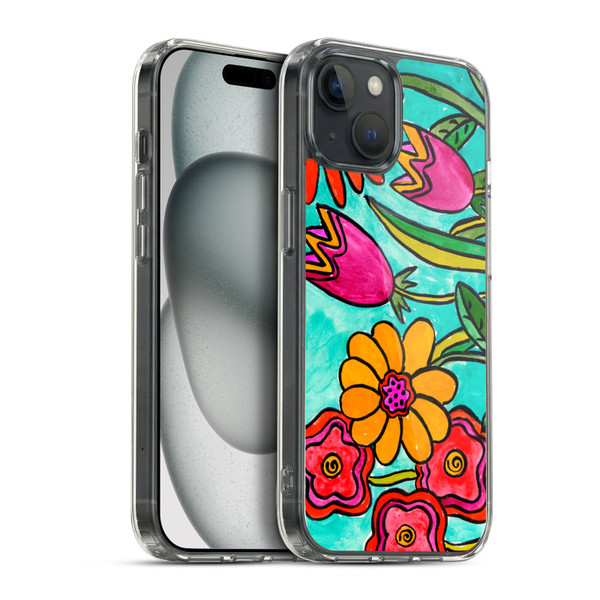 Wyanne Nature Funky Flowers Soft Gel Case for Apple iPhone 15 Plus & MagSafe