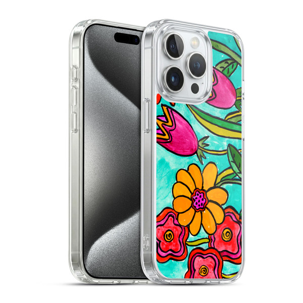 Wyanne Nature Funky Flowers Soft Gel Case for Apple iPhone 15 Pro & MagSafe