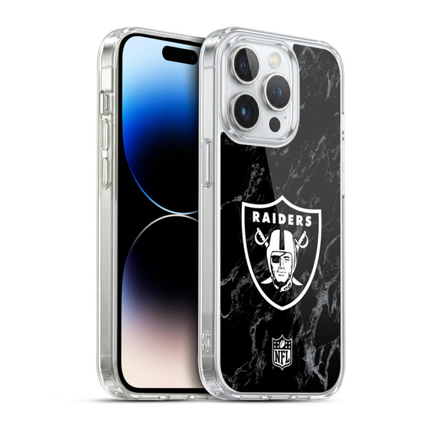 NFL Las Vegas Raiders Graphics Coloured Marble Soft Gel Case for Apple iPhone 14 Pro & MagSafe
