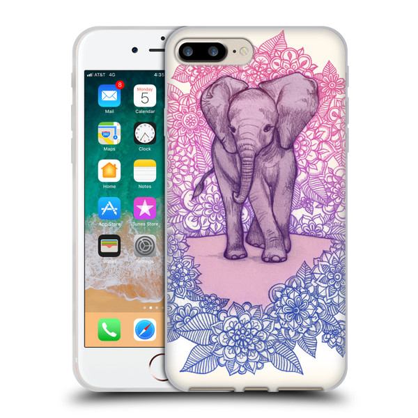Micklyn Le Feuvre Animals Cute Baby Elephant Soft Gel Case for Apple iPhone 7 Plus / iPhone 8 Plus