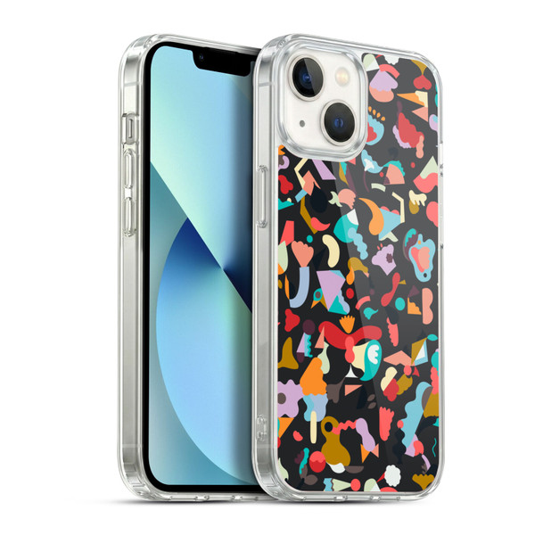 Ninola Patterns Imaginary Geo Animals Black Soft Gel Case for Apple iPhone 13