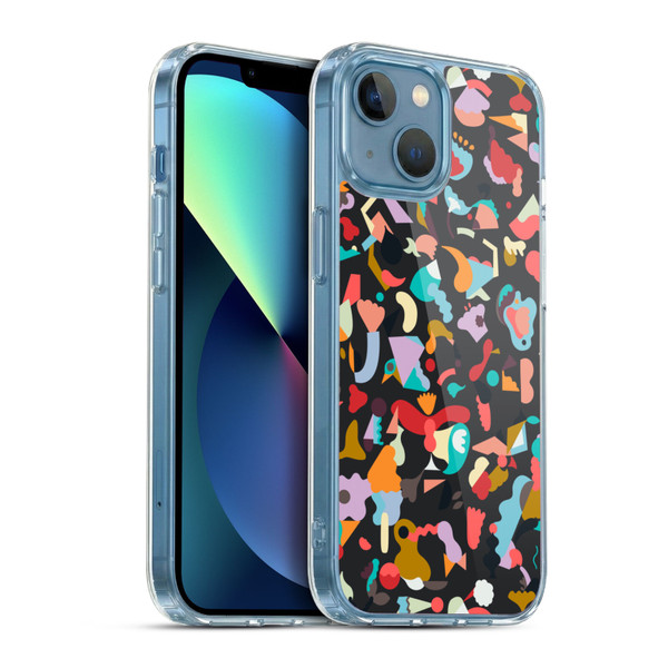 Ninola Patterns Imaginary Geo Animals Black Soft Gel Case for Apple iPhone 13 Mini & MagSafe