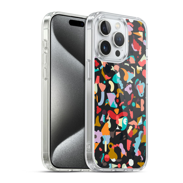 Ninola Patterns Imaginary Geo Animals Black Soft Gel Case for Apple iPhone 15 Pro & MagSafe