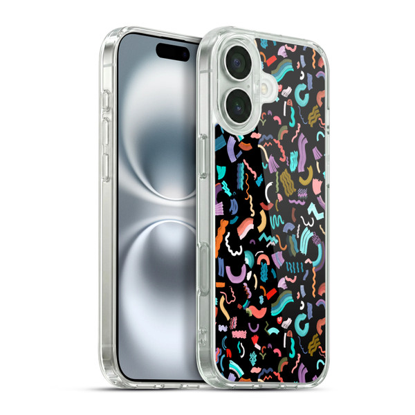 Ninola Patterns Cute Curly Shapes Black Soft Gel Case for Apple iPhone 16 Plus & MagSafe