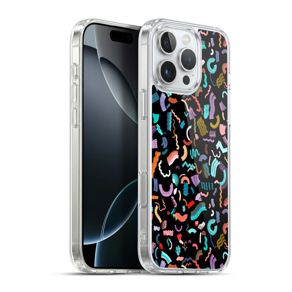 Ninola Patterns Cute Curly Shapes Black Soft Gel Case for Apple iPhone 16 Pro Max & MagSafe