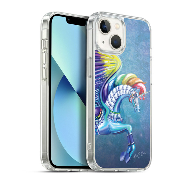 Rose Khan Unicorns Rainbow Carousel Horse Soft Gel Case for Apple iPhone 13