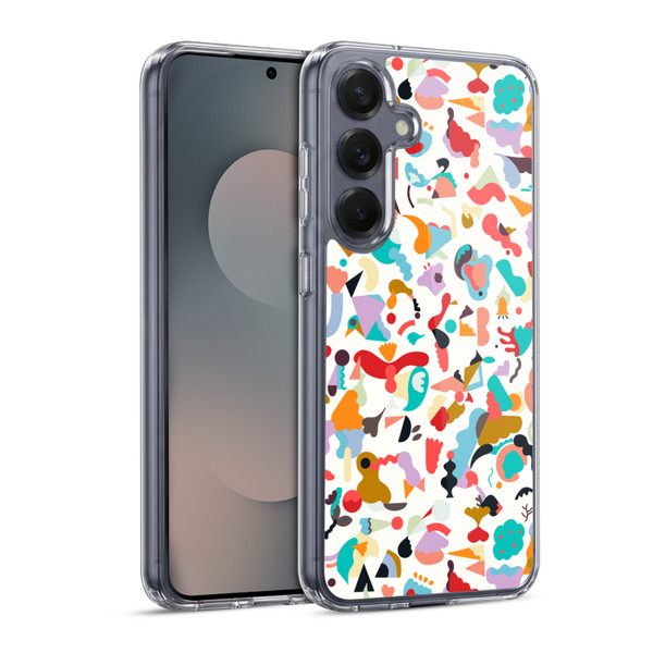 Ninola Patterns Imaginary Geo Animals White Soft Gel Case for Samsung Galaxy S25 & MagSafe