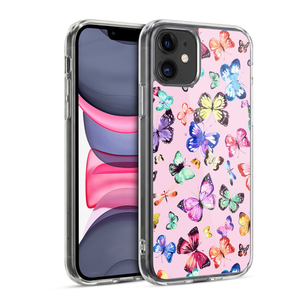 Ninola Patterns 4 Butterflies Multi Pink Soft Gel Case for Apple iPhone 11