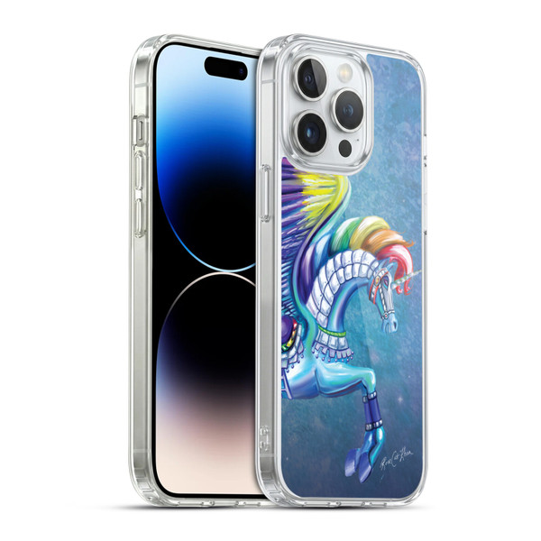 Rose Khan Unicorns Rainbow Carousel Horse Soft Gel Case for Apple iPhone 14 Pro Max & MagSafe