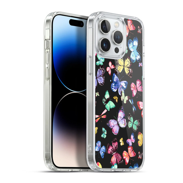 Ninola Patterns 4 Butterflies Black Multi Soft Gel Case for Apple iPhone 13 Pro Max & MagSafe
