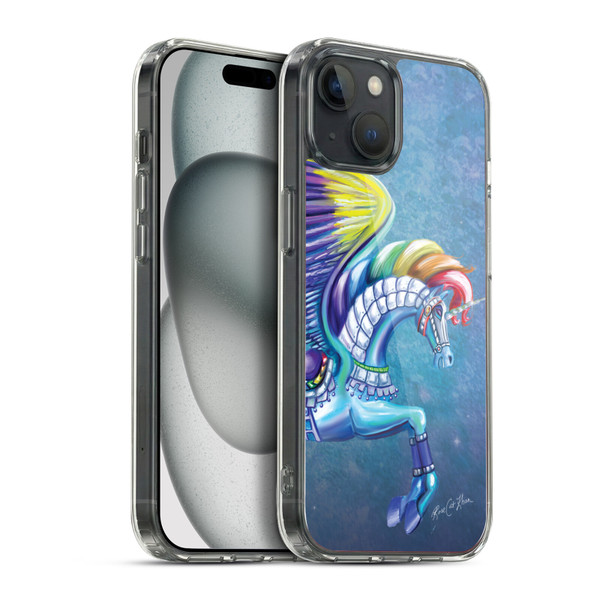 Rose Khan Unicorns Rainbow Carousel Horse Soft Gel Case for Apple iPhone 15 Plus & MagSafe