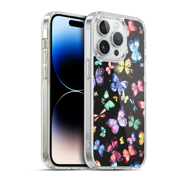 Ninola Patterns 4 Butterflies Black Multi Soft Gel Case for Apple iPhone 13 Pro & MagSafe