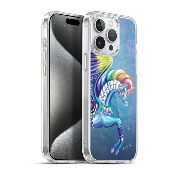 Rose Khan Unicorns Rainbow Carousel Horse Soft Gel Case for Apple iPhone 15 Pro Max & MagSafe