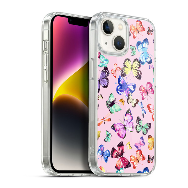 Ninola Patterns 4 Butterflies Multi Pink Soft Gel Case for Apple iPhone 14