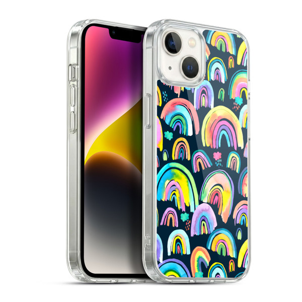 Ninola Patterns 4 New Rainbows Navy Multi Soft Gel Case for Apple iPhone 14 Plus & MagSafe